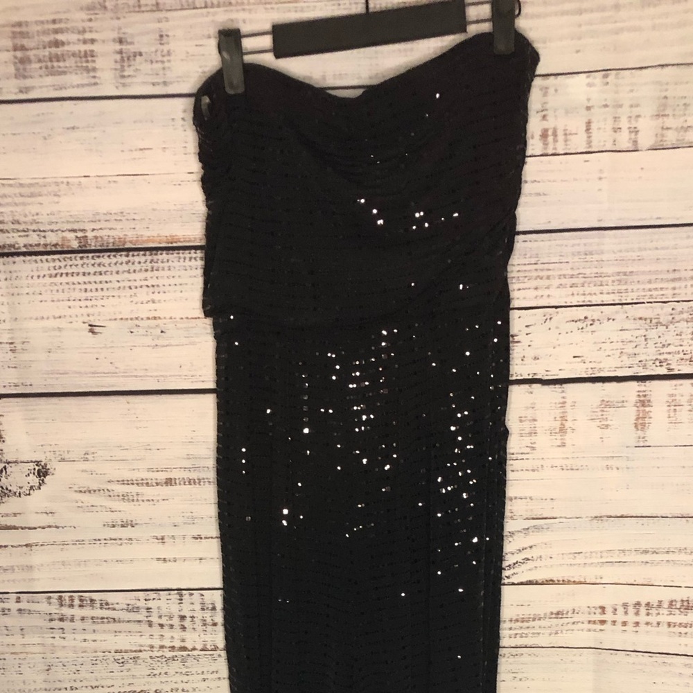 Sequin all over black strapless jumpsuit - Picture 11 of 16
